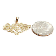 Load image into Gallery viewer, New 14k yellow Gold Mother word Pendant charm gift fine jewelry for her 1.8g