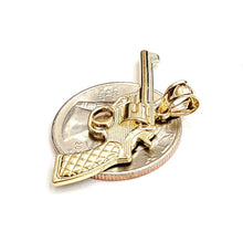 Load image into Gallery viewer, 14k yellow solid Gold handgun pistol gun Pendant charm fine gift jewelry 2.6g