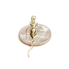 Load image into Gallery viewer, 14k yellow Gold long tail mouse rat Pendant animal charm gift fine jewelry 1.5g
