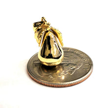 Load image into Gallery viewer, New 14k yellow gold 3D Pear fruit Pera With leaf pendant charm fine jewelry 4.2g