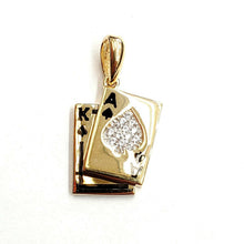 Load image into Gallery viewer, 14k yellow solid Gold playing card Pendant charm casino fine jewelry unisex 2.7g