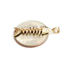 Load image into Gallery viewer, 14k yellow gold fish Bone wiggly movable pendant charm fine jewelry 1.9g