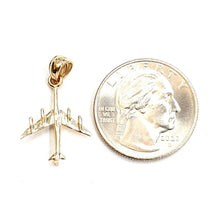 Load image into Gallery viewer, 14k yellow Gold Tiny Airplane Aviation plane 3D pendant gift fine jewelry 1.1g