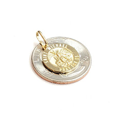 Load image into Gallery viewer, 14k solid yellow gold round saint Michael pendant fine religious gift 0.60" 2g