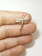Load image into Gallery viewer, New 14k yellow Gold dragonfly Pendant gift cubic zirconia fine jewelry 1.6g