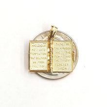 Load image into Gallery viewer, 14k yellow gold Holy Bible book pages our father prayer pendant jewelry 3.8g