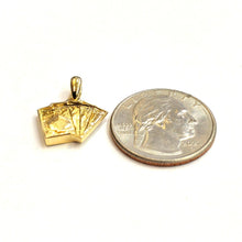Load image into Gallery viewer, New 14k yellow solid Gold 4 Aces playing cards Pendant charm casino jewelry 1.8g