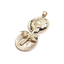 Load image into Gallery viewer, New 14k yellow solid Gold rose flower big Pendant charm gift fine jewelry 6.9g