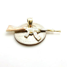 Load image into Gallery viewer, 14k 3 color Gold AK-47 machine gun military rifle Pendant charm fine gift 1.8g