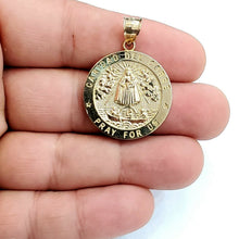 Load image into Gallery viewer, 10k yellow gold round virgin Caridad del cobre pendant religious gift 1.05" 4.4g
