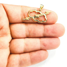Load image into Gallery viewer, New 14k yellow gold cloud lightning bolt thunder pendant charm fine jewelry 3.1g