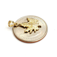 Load image into Gallery viewer, 14k yellow gold maple leaf pendant charm gift unisex fine jewelry 1.5g