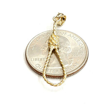 Load image into Gallery viewer, New 14k yellow Gold Noose rope 3D Pendant charm fine jewelry gift unisex 1.4g