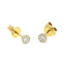 Load image into Gallery viewer, New 14k yellow Gold 0.13Ct Round Diamonds stud Earrings gift Push Back Fastening