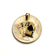 Load image into Gallery viewer, New 14k yellow solid Gold 4 Aces playing cards Pendant charm casino jewelry 1.8g