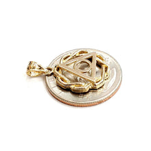 Load image into Gallery viewer, New 14k yellow Gold sobriety symbol recovery medal circle triangle Pendant 2.8g