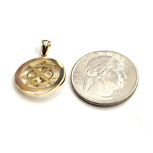 Load image into Gallery viewer, 14k Yellow Gold round compass pendant charm Unisex gift fine jewelry 0.73" 3.2g