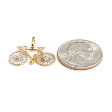 Load image into Gallery viewer, 14k Gold bicycle Pendant charm double sided sport biker gift fine jewelry 1.5g