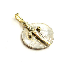 Load image into Gallery viewer, New 14k yellow Gold dagger knife 3D Pendant charm Unisex Gift fine jewelry 2.3g