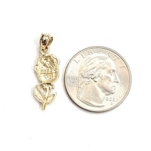 Load image into Gallery viewer, New 14k yellow solid Gold rose flower Pendant charm gift fine jewelry 1.6g