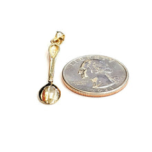 Load image into Gallery viewer, New 14k yellow Gold solid 3D spoon Pendant charm gift fine jewelry 1.8g