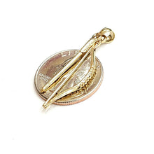 Load image into Gallery viewer, 14k yellow Gold 3D Bow and Arrow Hunting Pendant Charm Movable fine Jewelry 2.2g