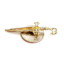 Load image into Gallery viewer, 14k yellow Gold sword skull snake Pendant charm gift fine jewelry 6g