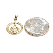 Load image into Gallery viewer, 14k yellow Gold tiny round Freemason Masonic Pendant religious fine jewelry 1.2g