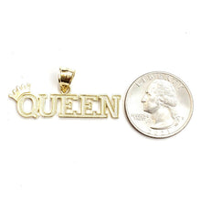Load image into Gallery viewer, New 10k yellow Gold Queen Crown Tiara word Pendant charm gift fine jewelry 2.9g