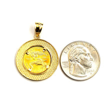 Load image into Gallery viewer, 14K Gold Greek Key pendant genuine 5 dollar 1/10 oz 22k American eagle coin 7.2g