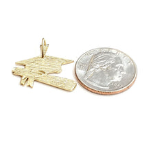 Load image into Gallery viewer, New 14k yellow gold graduation hat diploma pendant education school jewelry 2.7g