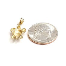 Load image into Gallery viewer, New 14k yellow gold solid turtle pendant charm lucky gift fine jewelry 2.4g