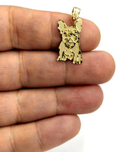 Load image into Gallery viewer, Solid 10k yellow Gold French bulldog Pendant charm diamond cut fine jewelry 1.3g