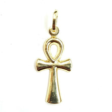 Load image into Gallery viewer, 14k yellow gold tiny Egyptian ankh cross pendant religious fine jewelry 0.7g