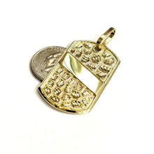 Load image into Gallery viewer, 10k yellow Gold solid men's nugget dog tag Pendant charm fine gift jewelry 8.4g