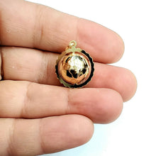 Load image into Gallery viewer, 14k yellow gold 3D SPINNING round globe planet earth world map pendant 0.75" 2.9g