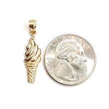 Load image into Gallery viewer, 14k yellow Gold ice cream cone summer pastry Pendant charm fine jewelry 1.4g