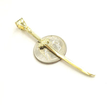 Load image into Gallery viewer, New 10k yellow Gold 3D solid sword Pendant charm Unisex gift fine jewelry 4.2g