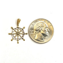 Load image into Gallery viewer, New 14k Two Tone Gold tiny Boat Wheel Nautical Sailor Pendant fine jewelry 1g