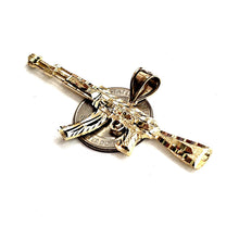 Load image into Gallery viewer, 14k yellow Gold AK-47 machine gun military rifle Pendant charm fine gift 10.1g