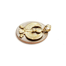 Load image into Gallery viewer, New 14k yellow Gold Scarab Egyptian falcon Pendant charm gift fine jewelry 1.8g