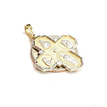 Load image into Gallery viewer, 14k 2 tone gold 4 four way saint medal pendant charm religious fine jewelry 3.7g