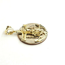 Load image into Gallery viewer, New 10k solid yellow Gold Jesus anchor and wheel Pendant charm fine jewelry 2.2g