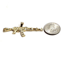 Load image into Gallery viewer, 14k yellow Gold AK-47 machine gun military rifle Pendant charm fine gift 8.7g