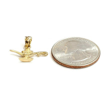 Load image into Gallery viewer, 14k yellow Gold tiny Genie lamp Aladdin charm pendant gift fine jewelry 1.1g