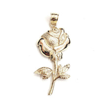 Load image into Gallery viewer, New 14k yellow solid Gold rose flower big Pendant charm gift fine jewelry 6.9g