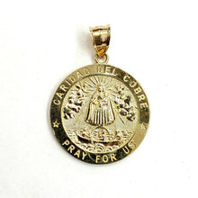 Load image into Gallery viewer, 10k yellow gold round virgin Caridad del cobre pendant religious gift 1.05" 4.4g