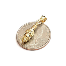 Load image into Gallery viewer, 14k yellow Gold 3D spark plug Pendant charm automobile engine fine jewelry 2.8g