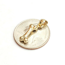 Load image into Gallery viewer, 14k yellow Gold solid dog bone 3D Pendant charm fine jewelry gift unisex 1.9g