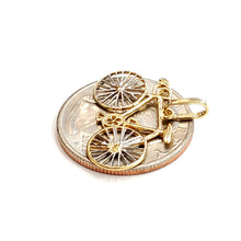 Load image into Gallery viewer, 14k Gold bicycle Pendant charm double sided sport biker gift fine jewelry 1.5g